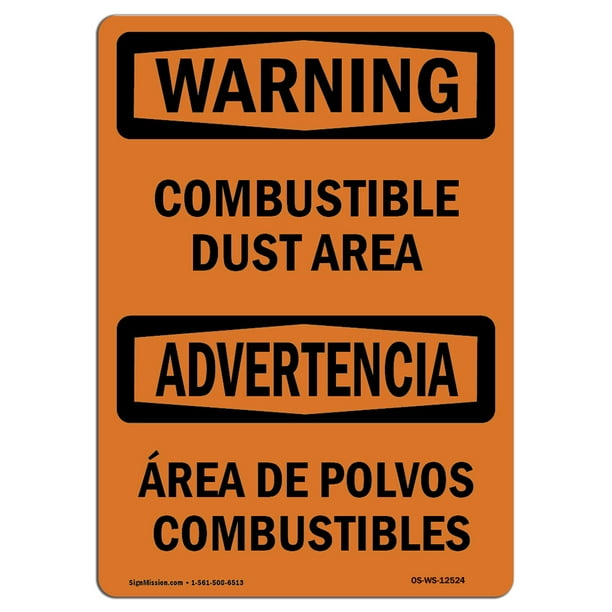 OSHA Waring Sign Combustible Dust Area Bilingual Made in the USA 18 X 12 Aluminum Protect Your Business Construction Site Warehouse & Shop Area Aluminum Sign OSHA Waring Sign Combustible Dust Area Bilingual Made in the USA 18 X 12 Aluminum Protect Your Business Construction Site Warehouse & Shop Area Aluminum Sign